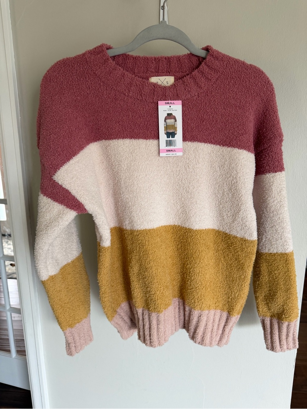 Thread & Supply Rose, Cream & Mustard Colorblock Crewneck Sweater